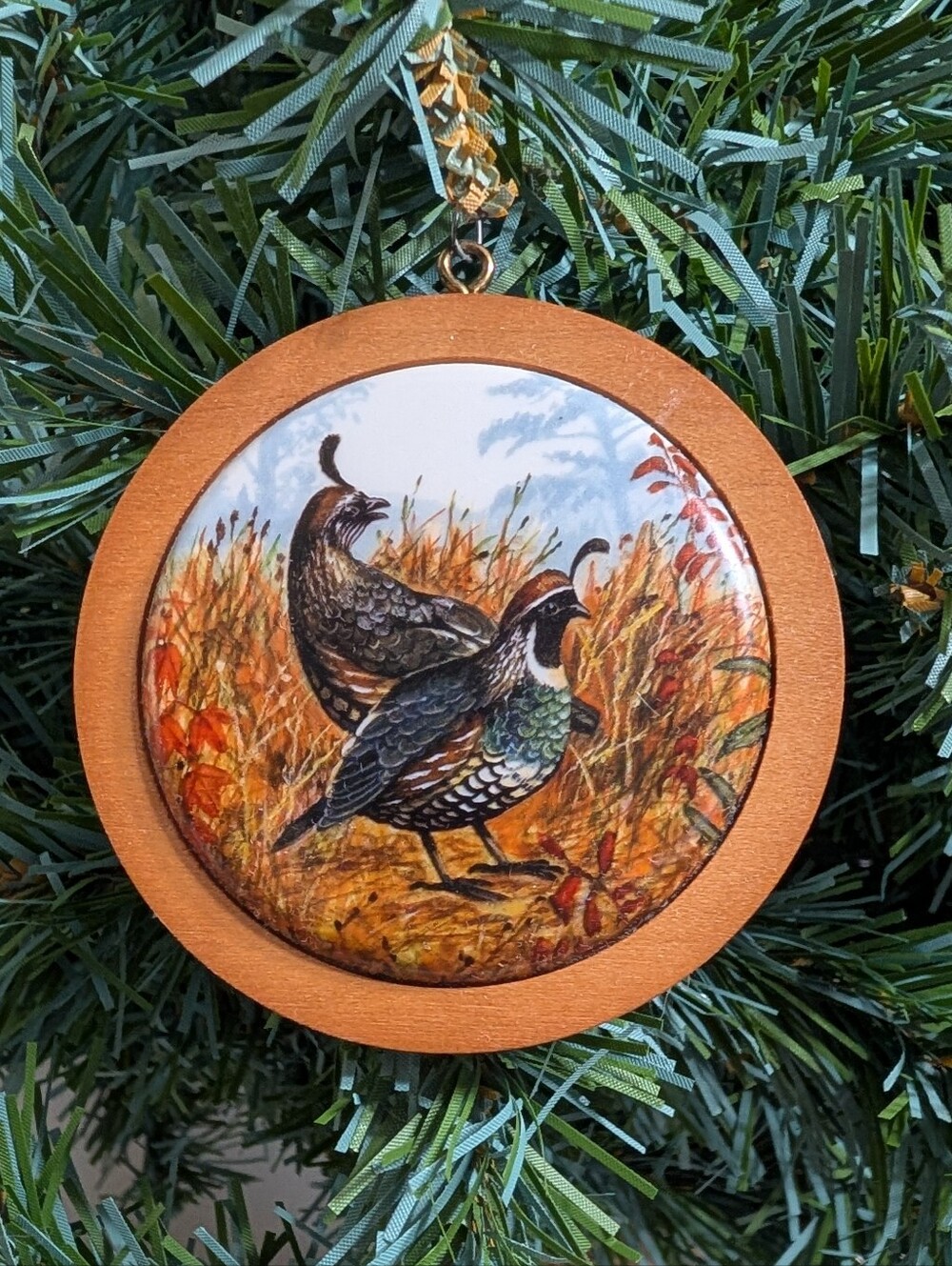 Wood Ornament Hallmark Bird Collector's Series Christmas Partridge Made in USA
